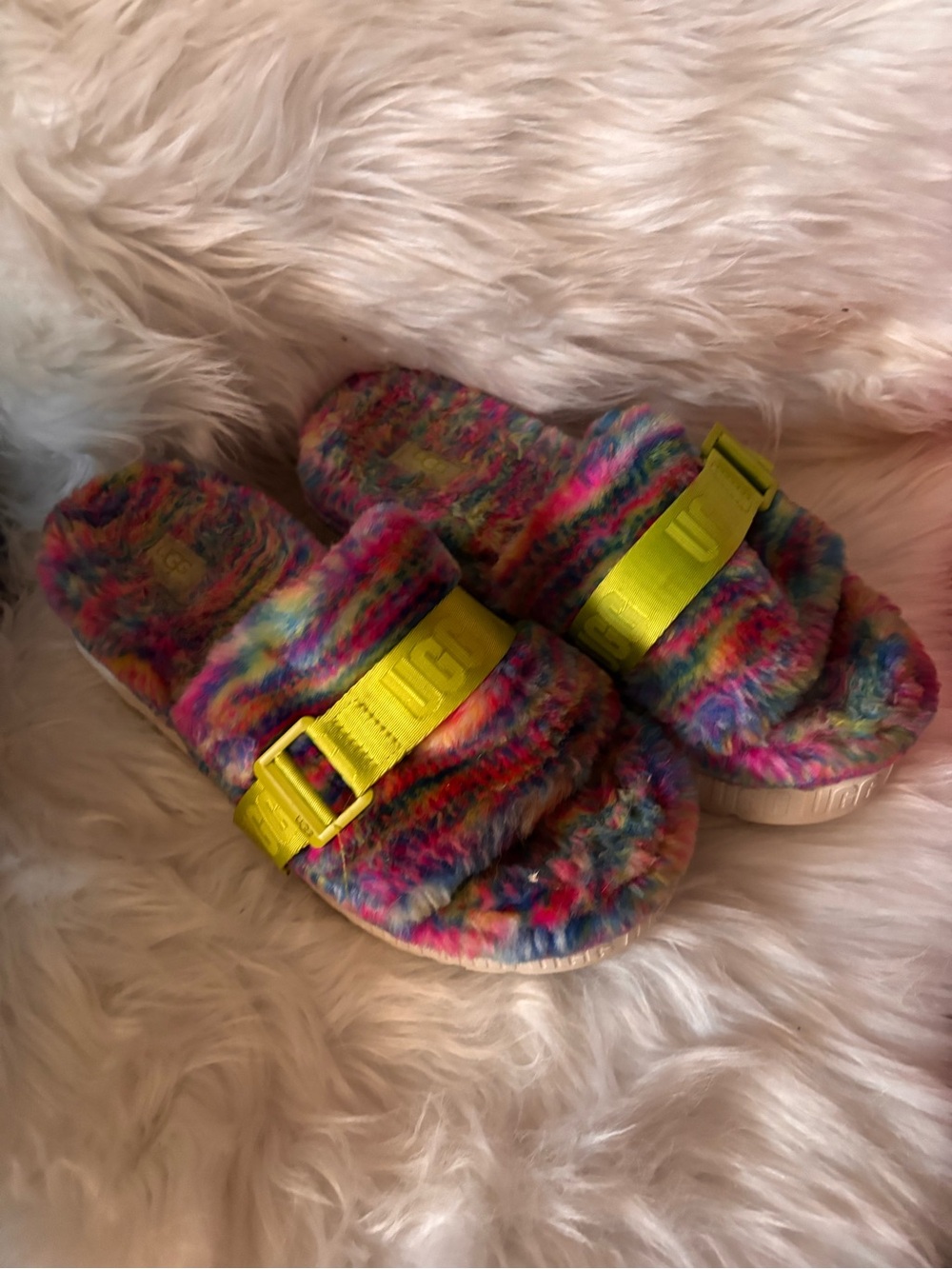 UGG Fur Slides multicolored
